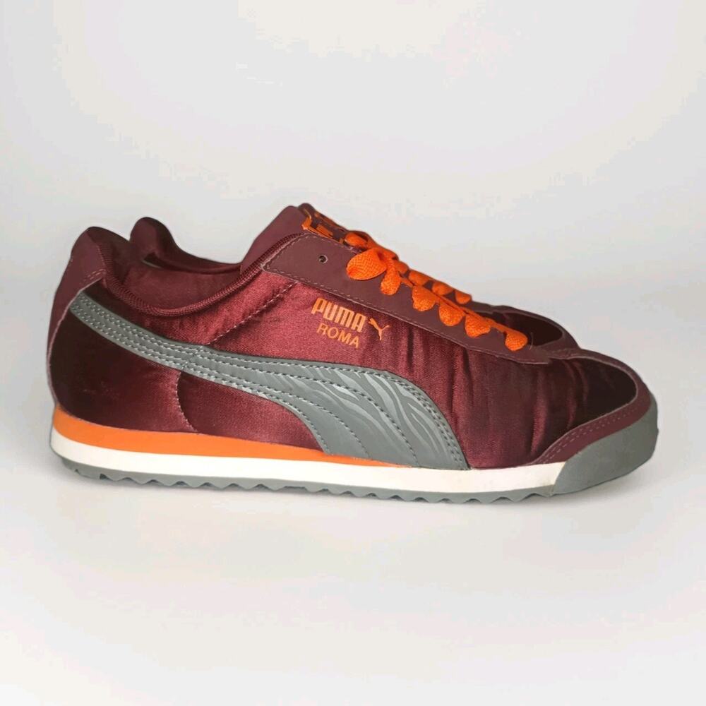 PUMA Sneakers Women's Sz 8 US Red Orange Nylon Low Top Shoes EUR 38.5 UK 5.5
